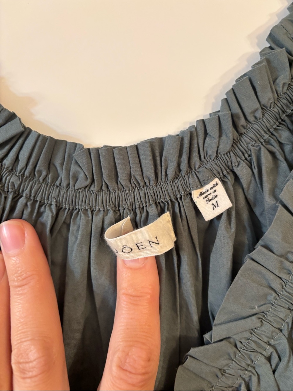 new Doen Leanne Smock Waist Tiered Organic Cotton Dress in Lagoon sea blue green - Picture 9 of 9